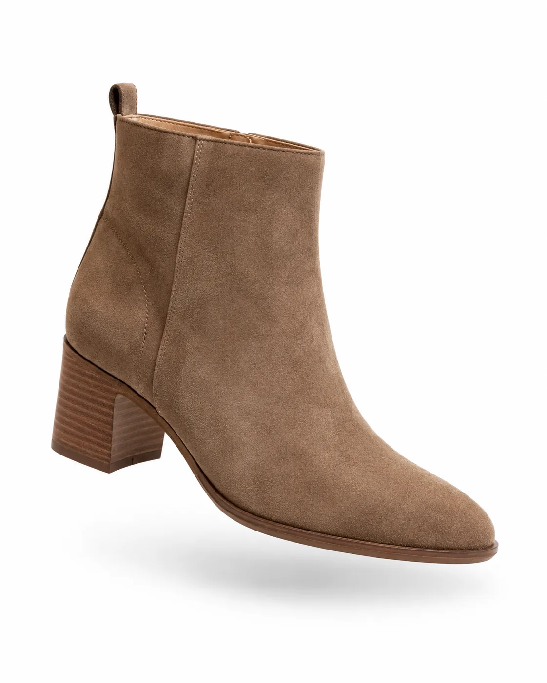 Single suede ankle boot, ecommerce packshot