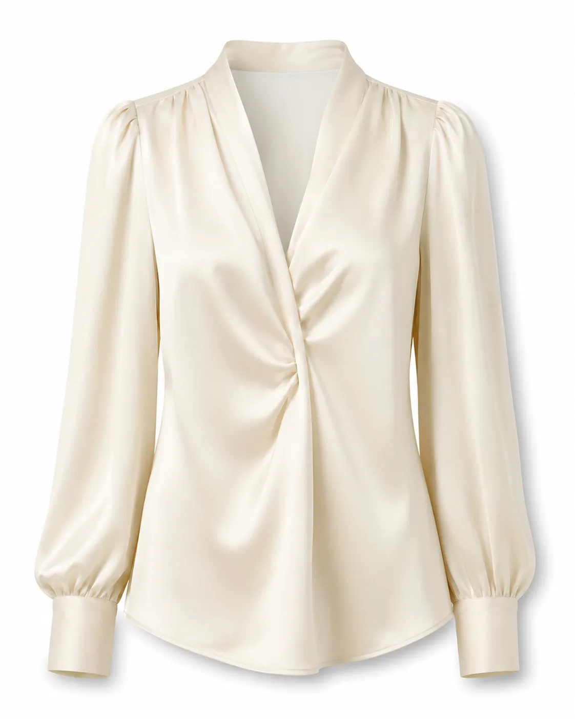 Ivory silk blouse cut-out on pure white
