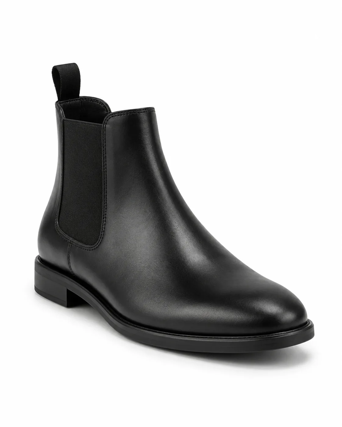 Black Chelsea boot cut-out on pure white