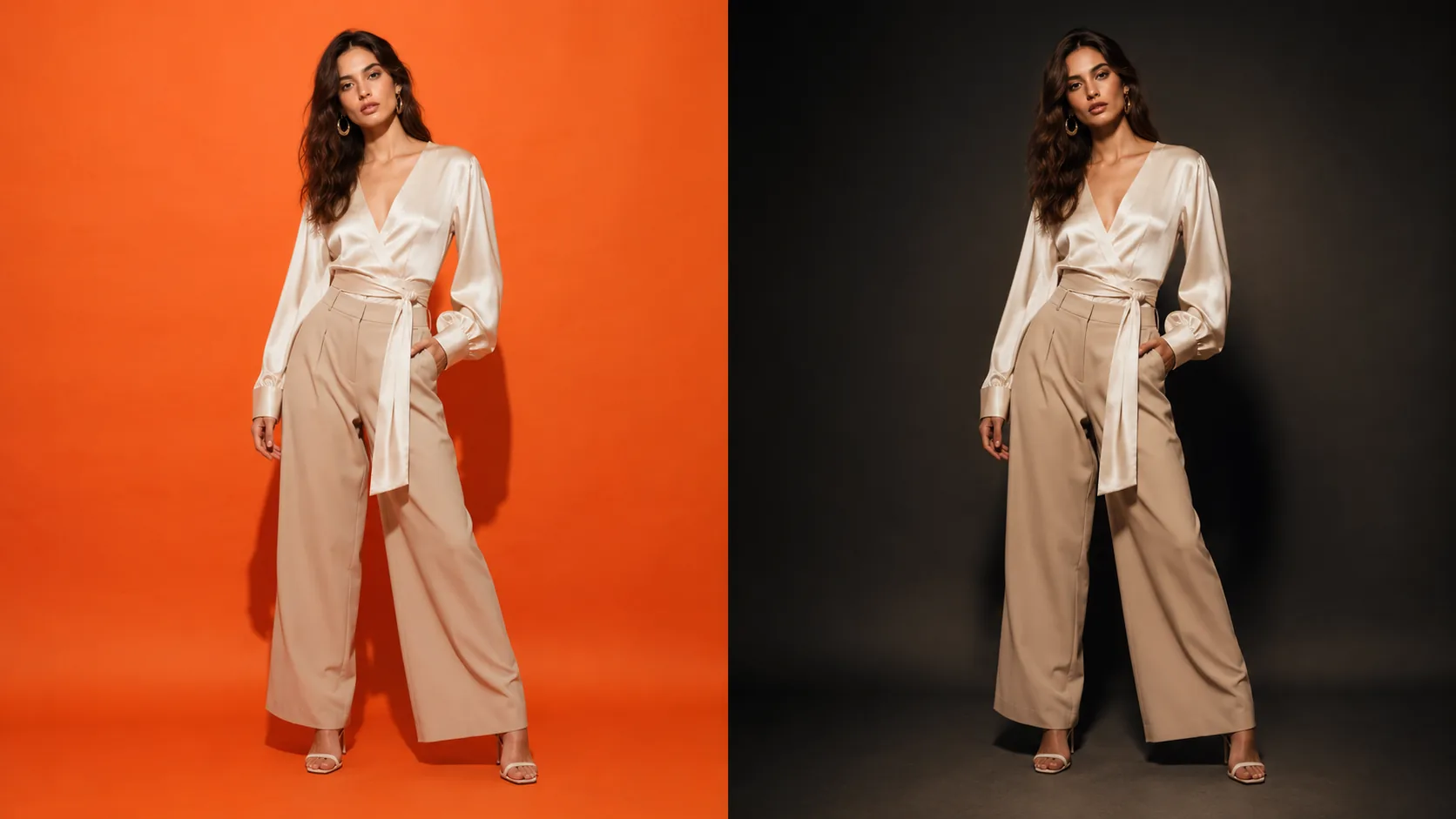 Before-and-after editorial color grade — Photo Editor